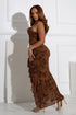 Brynn Velvet Burnout Ruffle Maxi Dress